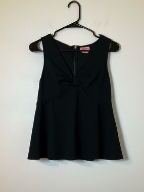 Kate Spade Black Bow Front Peplum Top Size 6 Sleeveless